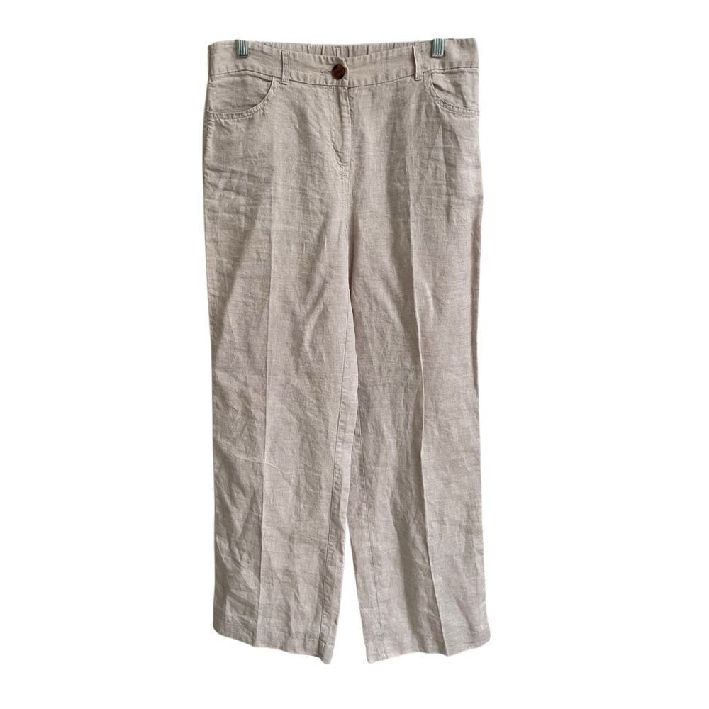 Chico's 100% Linen Pants women’s S cream beige wide leg